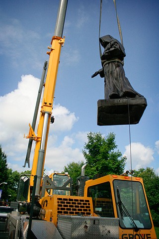 Installation of statue at Saint Mary-of-the-Woods