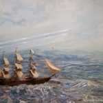 The ship battles the ocean on the journey.