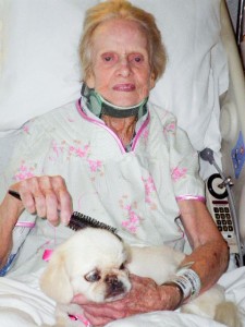 Sister Margaret Louise in during recover with Abby. 