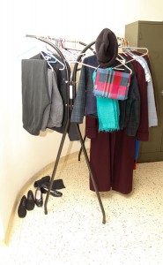 This used clothing rack at Saint Mary-of-the-Woods represents simplicity and sharing, two things that never go out of fashion.