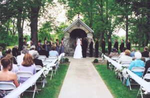 wedding in front of the grotto