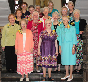 Sisters who celebrated 50-year and 25-year Jubilees recently included (front row, from left) Sister Carole Ann Fedders, Sister Loretta Picucci, Sister Connie Kramer, (second row) General Councilor Sister Mary Beth Klingel, Sister Joan Slobig, Sister Marsha Speth, Sister Rosemary Nudd, (third row) Sister Ann Sullivan, Sister Mary Ryan (25-year Jubilee), Sister Barbara Reder and Sister Mary Mundy. They were joined during the celebration by Sisters of Providence General Councilors (back row) Sister Dawn Tomaszewski, General Superior Sister Denise Wilkinson, Sister Jenny Howard and Sister Lisa Stallings, Vicar.