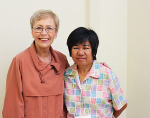 New Providence Candidate-Associate Wallene Swentko of Hammond Indiana begins the yearlong journey toward becoming a Providence Associate with her Sister of Providence Companion Sister Evelyn Ovalles, right.