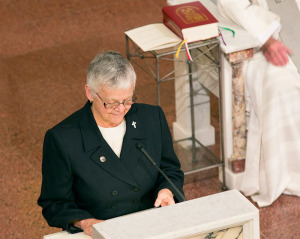 General Superior Sister Denise Wilkinson gives a reflection at the first commitment and renewal liturgy for Providence Associates.