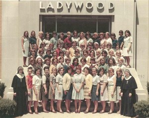 Sister Helen Vinton, at left, with students at Ladywood High School in Indianapolis in the late 1960s.