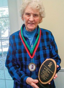Sister Helen with her Martin Luther King Jr. Award.