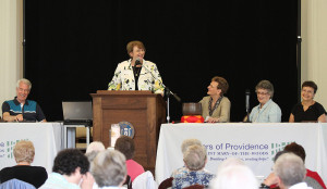 Providence Associate Tara Lane speaks during a panel discussion on the Providence Associates at the annual meeting of the Sisters of Providence this summer.