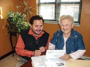Sister Betty Smigla, shown accompanying a client at Taller de Jose in Chicago, puts her fluency in the Spanish language to good use in her ministry walking with and advocating for clients who need help navigating social, legal, financial or other systems. (Photos coutesy of Taller de Jose)