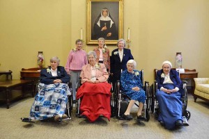 2015 70-year Jubilarians include (front, from left) Sisters Marian Ruth Johnson, Eugene Francis Keaveney, Martha Steidl, Rita Black, (back) Mary Jo Stewart, Winifred Mary Sullivan and Laurine Haley. Not pictured: Sister Marie Paul Haas.