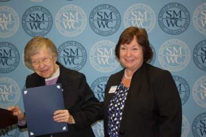 Sister Francis Edwards (left) with Saint Mary-of-the-Woods College Director of Nursing, Dr. Marcia Miller. Photo provided by Sue Weatherwax.