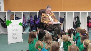 On Feb. 1, Sister Mary Ryan met with 5-year-olds at St. Patrick School as part of National Catholic Schools Week.