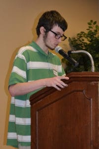 Jordan was one of the student speakers during the works skills training senior banquet last week.