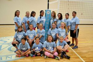 Sister Joni Luna (back row, far right) and campers at the 2015 volleyball camp she conducted.
