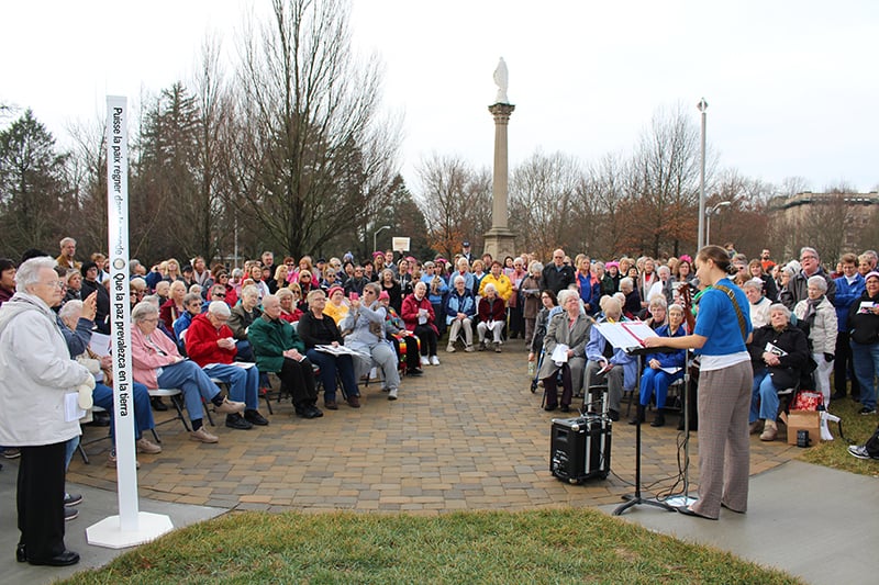 Peaceful, uplifting Gathering in Solidarity event at the Woods