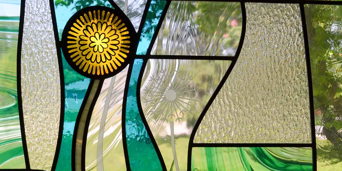 stained glass window of a flower