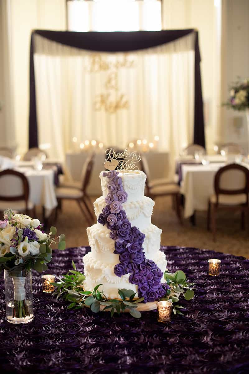 Beautifully decorated cake on a table