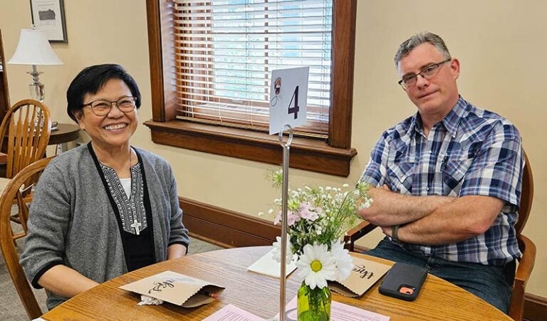 Sister Editha Ben with one of our volunteers, Providence Associate David Hudgens.