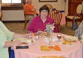 General Councilors (from left) Sister Laura Parker and Sister Carole Kimes enjoy the luncheon with Sister Mary Morley (right).