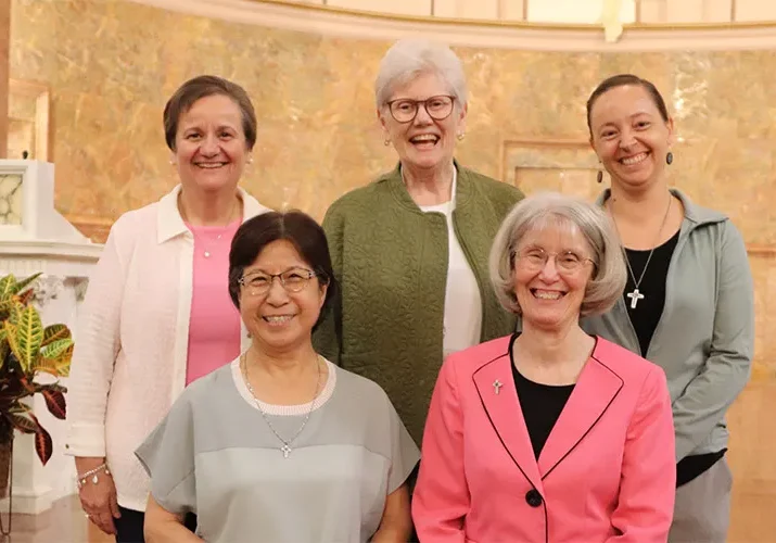 The new leadership team of (front from left) Sister Norene Wu, Sister Jeanne Hagelskamp, (back, from left0 Sister Anne Therese Falkenstein, Sister Lisa Stallings and Sister Tracey Horan.