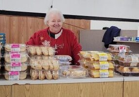 Sister Lawrence Ann Liston volunteering at Providence Food Pantry.