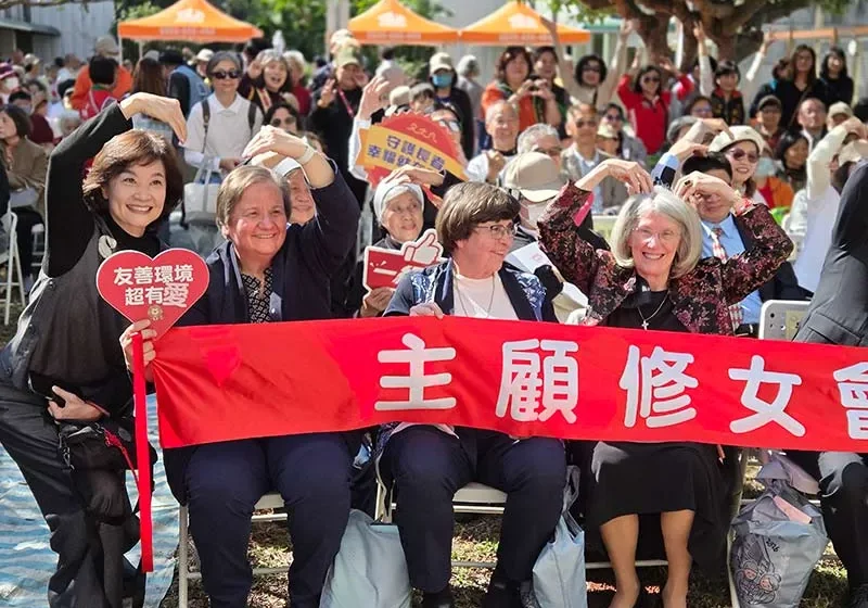 General Councilors (second from left) Sister Anne Therese Falkenstein and Sister Carole Kimes with Vicar/General Treasurer Sister Jeanne Hagelskamp.